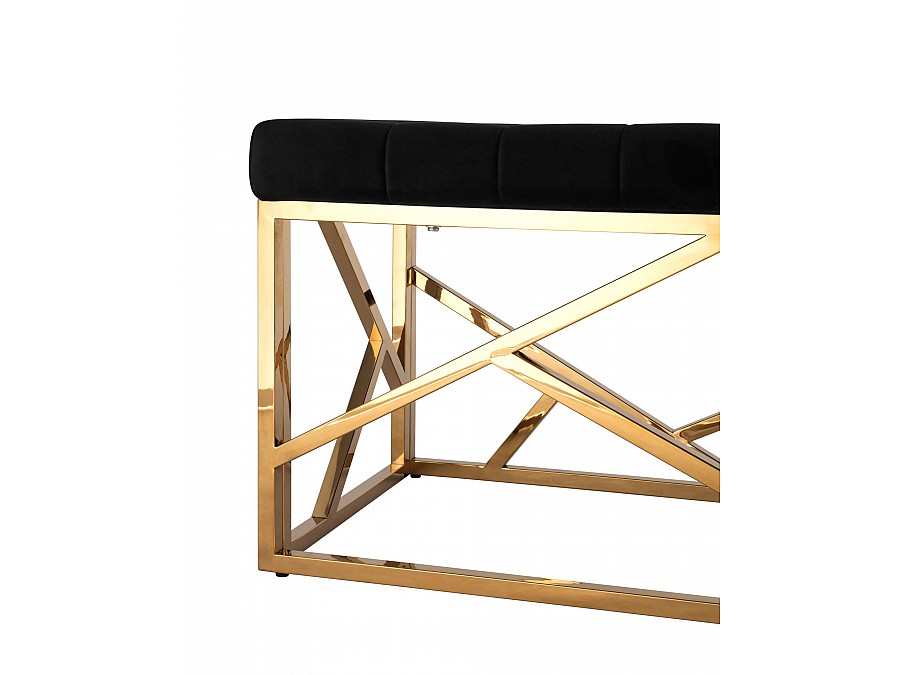 Банкетка-скамейка АРТ ДЕКО велюр черный сталь золото