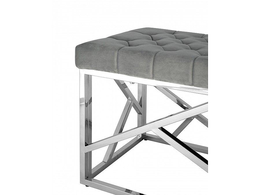 Банкетка-скамейка АРТ ДЕКО велюр серый сталь серебро
