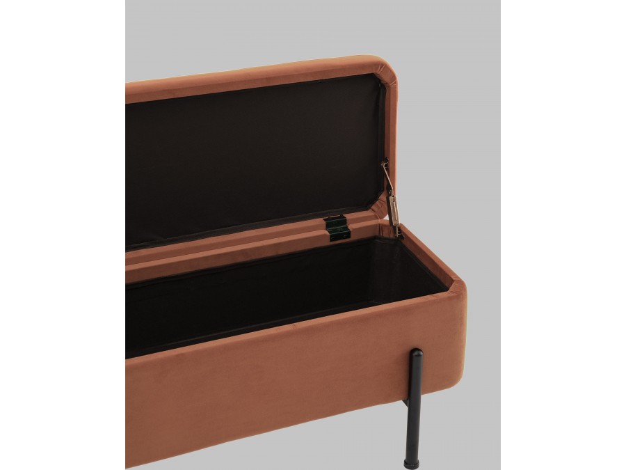 Банкетка Болейн с ящиком велюр терракотовый черные ножки