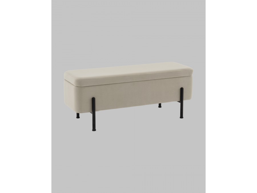 Банкетка Болейн с ящиком велюр бежевый черные ножки