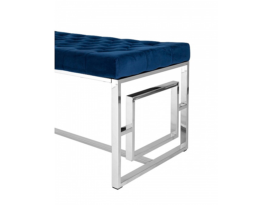 Банкетка-скамейка БРУКЛИН велюр синий сталь серебро