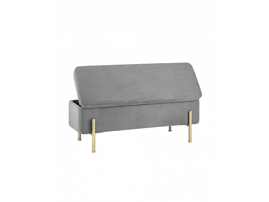 Банкетка Болейн с ящиком велюр серый