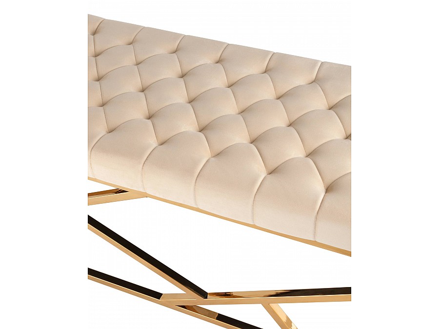 Банкетка-скамейка АРТ ДЕКО велюр бежевый сталь золото