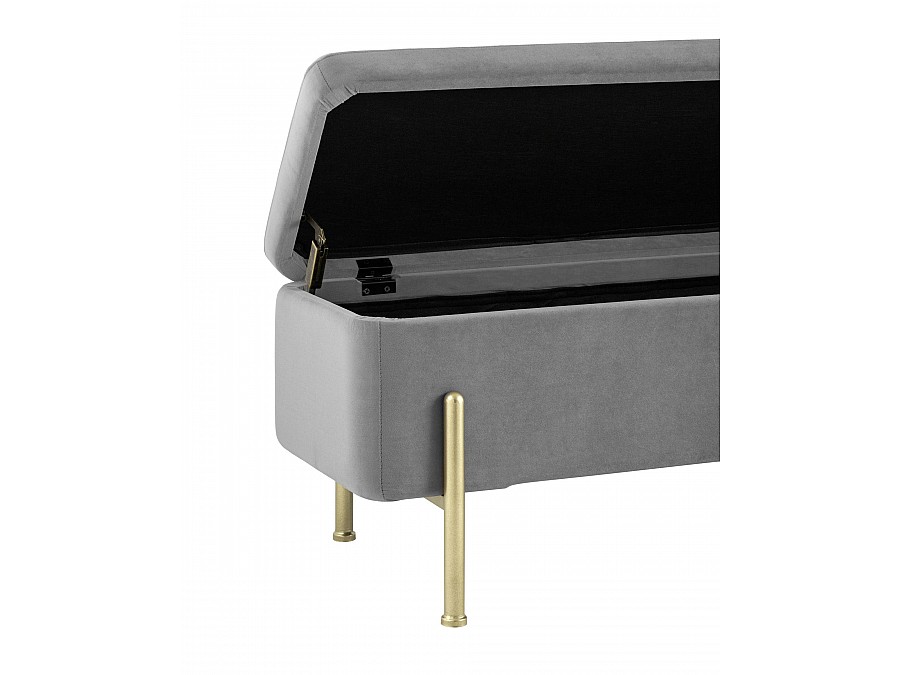 Банкетка Болейн с ящиком велюр серый