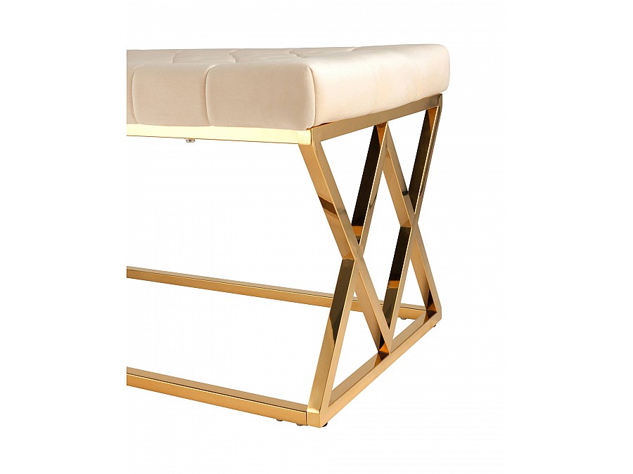 Банкетка ИНСИГНИЯ велюр бежевый сталь золото