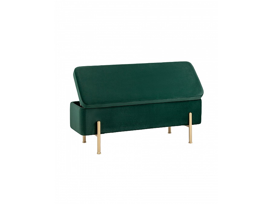 Банкетка Болейн с ящиком велюр зеленый