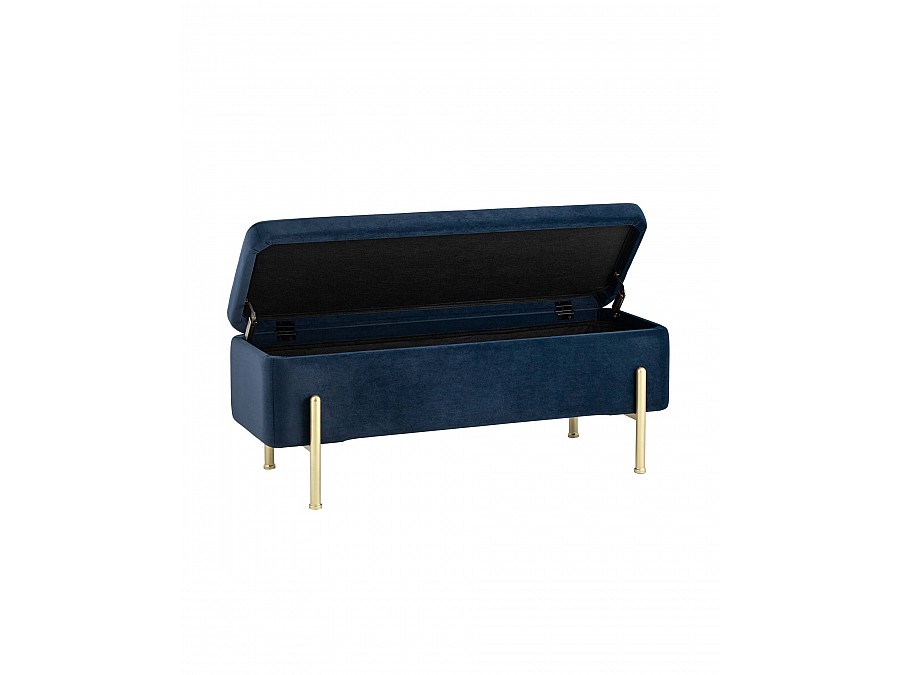 Банкетка Болейн с ящиком велюр синий