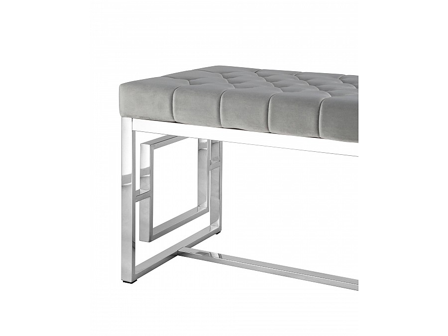 Банкетка-скамейка БРУКЛИН велюр серый сталь серебро