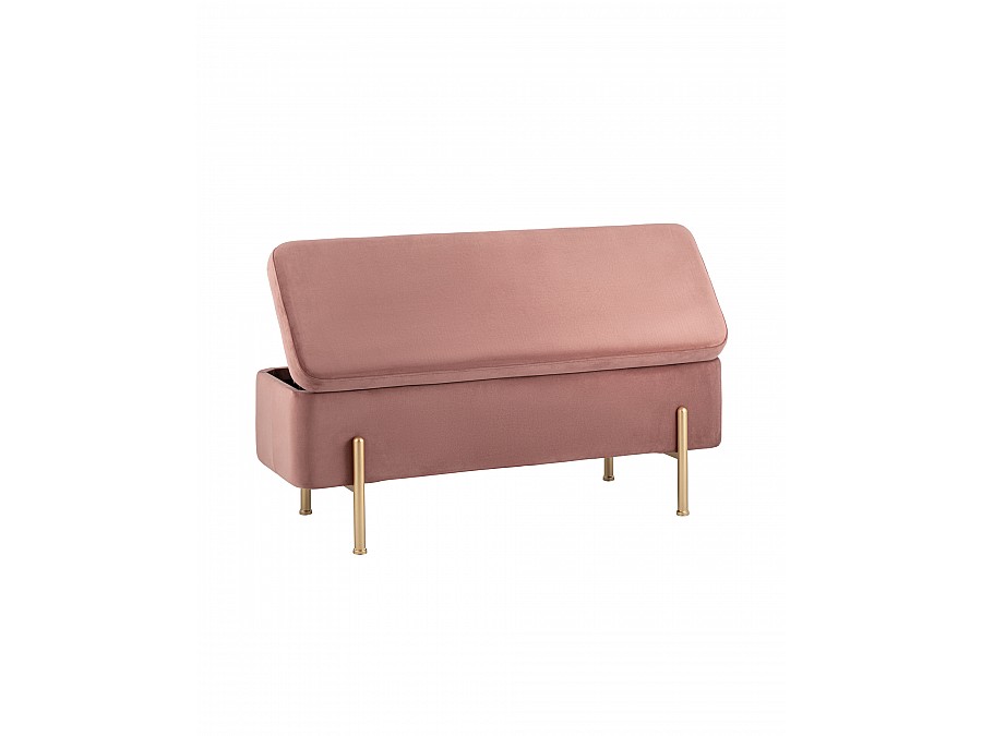 Банкетка Болейн с ящиком велюр розовый