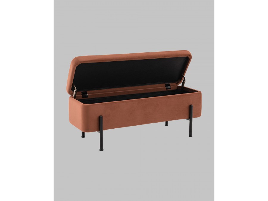 Банкетка Болейн с ящиком велюр терракотовый черные ножки