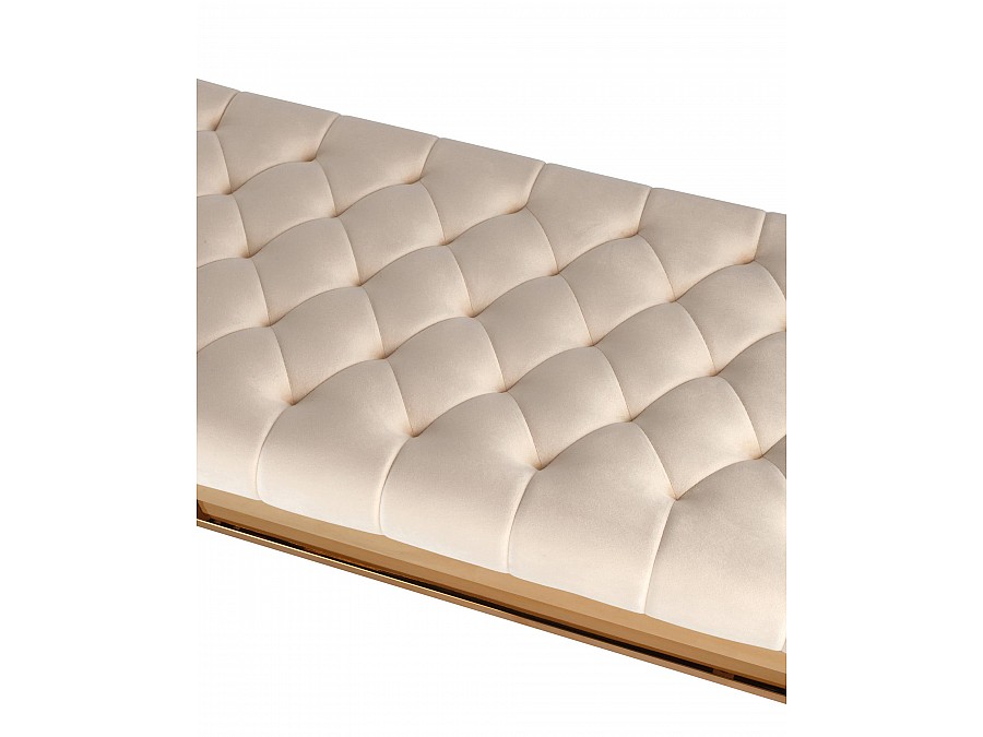 Банкетка-скамейка БРУКЛИН велюр бежевый сталь золото