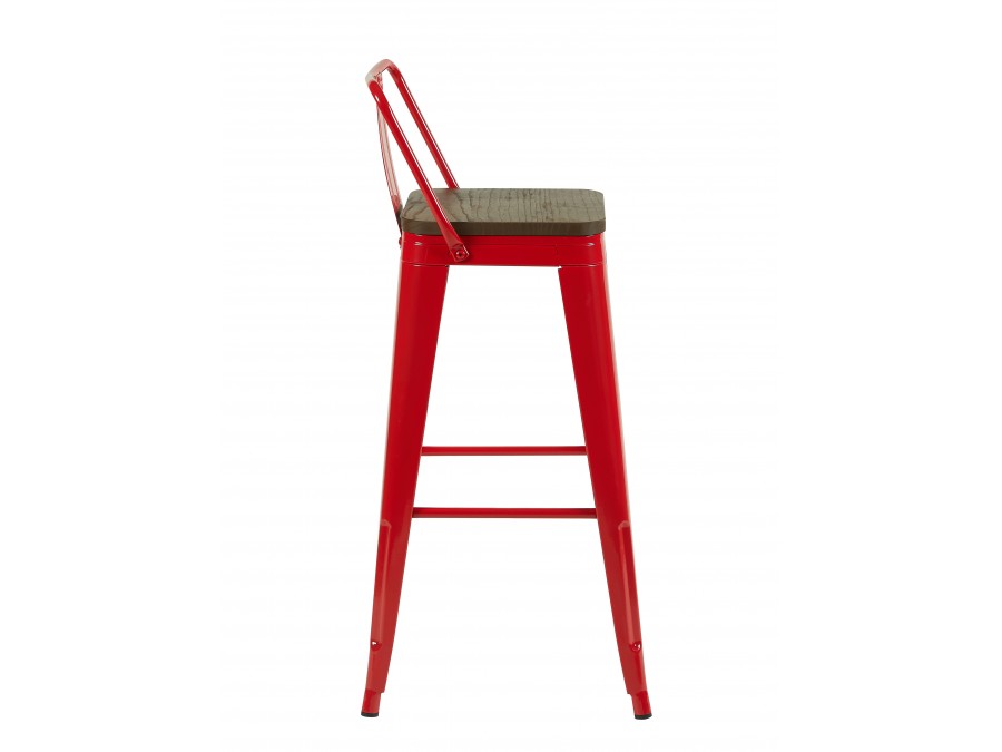 Стул барный TOLIX со спинкой красный глянцевый + темное дерево KD 4 шт.