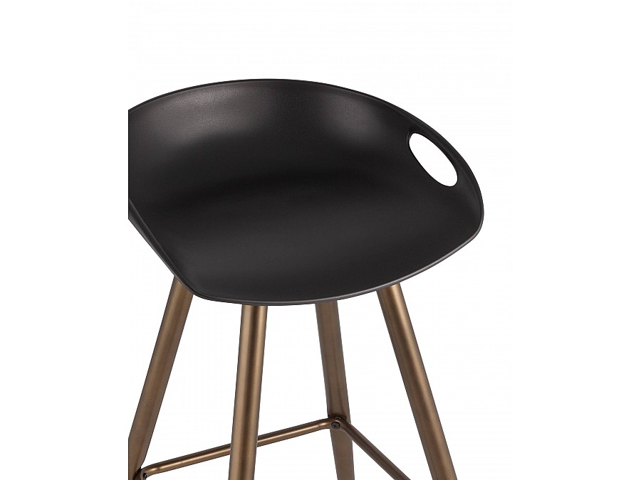 Стул барный Флэш черный, бронзовые ножки