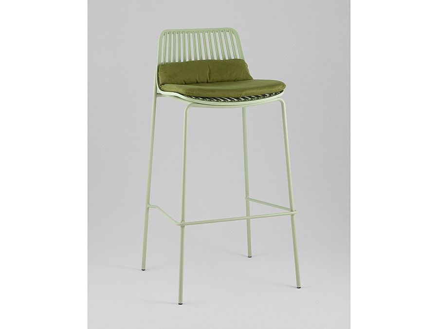 Стул барный Louran с подушкой зелёный