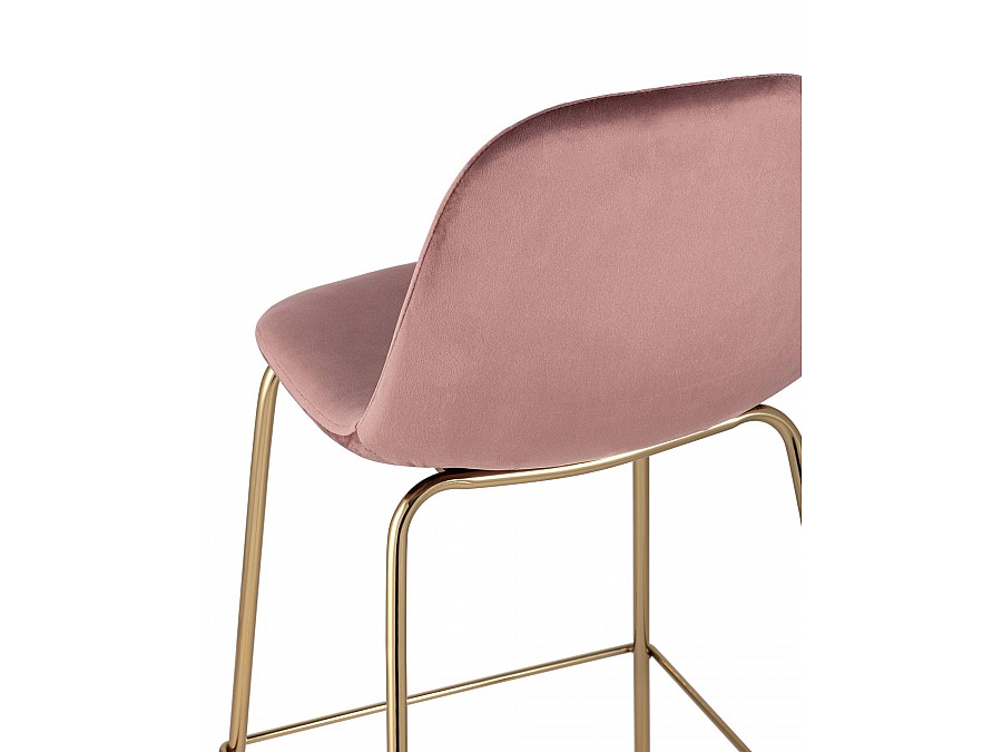 Стул барный Валенсия велюр пыльно-розовый золотые ножки