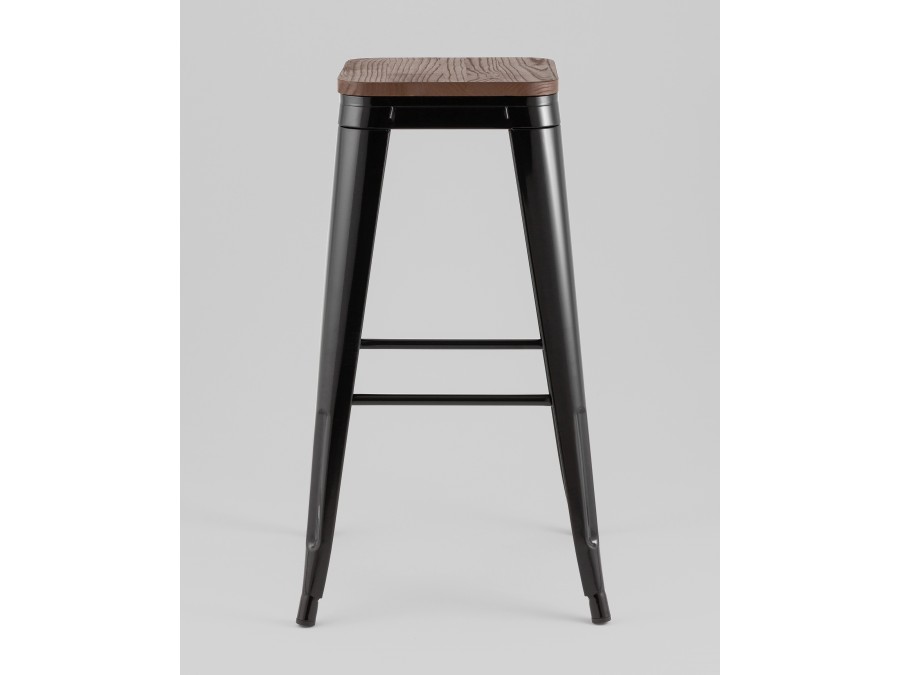 Стул барный TOLIX черный глянцевый + темное дерево KD