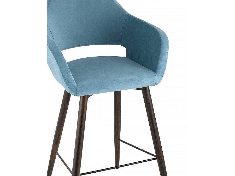 Стул барный Саймон велюр пыльно-голубой