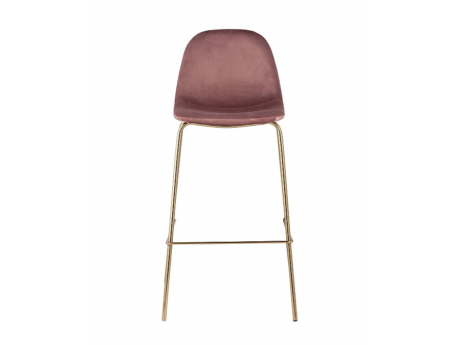 Стул барный Валенсия велюр пыльно-розовый золотые ножки