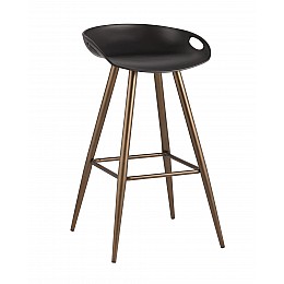 Стул барный Флэш черный, бронзовые ножки