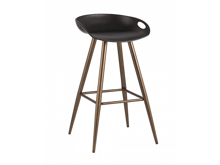 Стул барный Флэш черный, бронзовые ножки