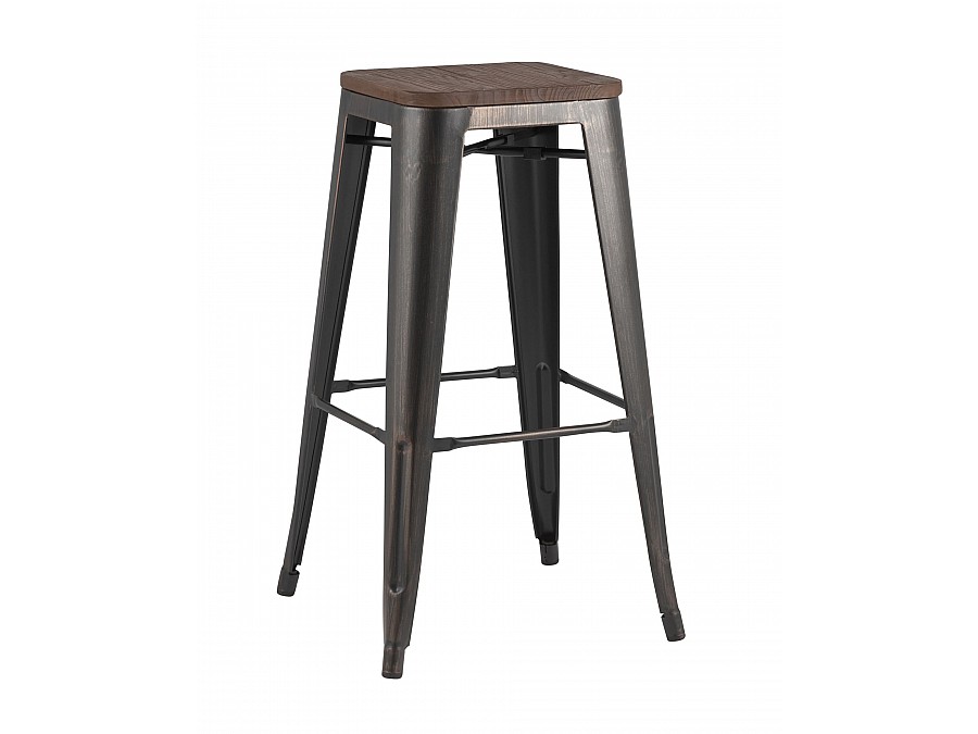 Стул барный TOLIX WOOD черный патина золото