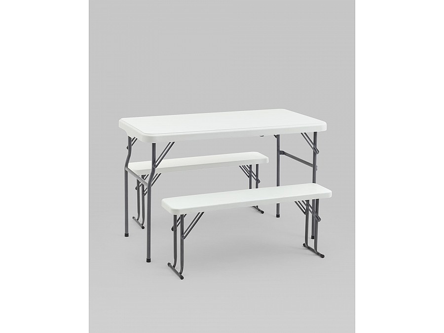 Комплект стола и двух скамеек Кейт белый