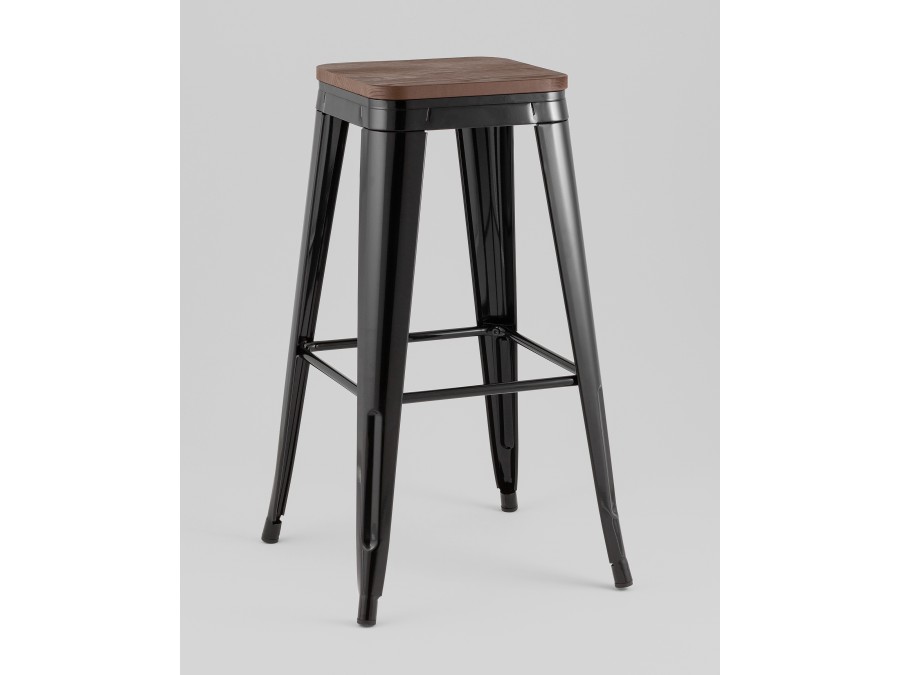 Стул барный TOLIX черный глянцевый + темное дерево KD