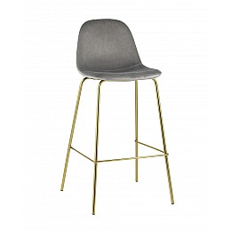 Стул барный Валенсия велюр серый золотые ножки