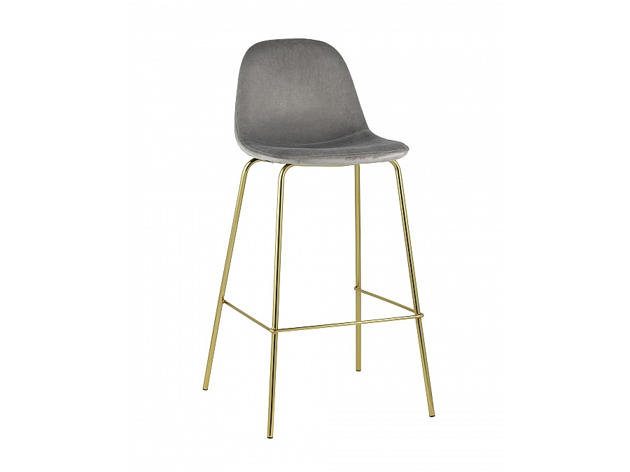 Стул барный Валенсия велюр серый золотые ножки