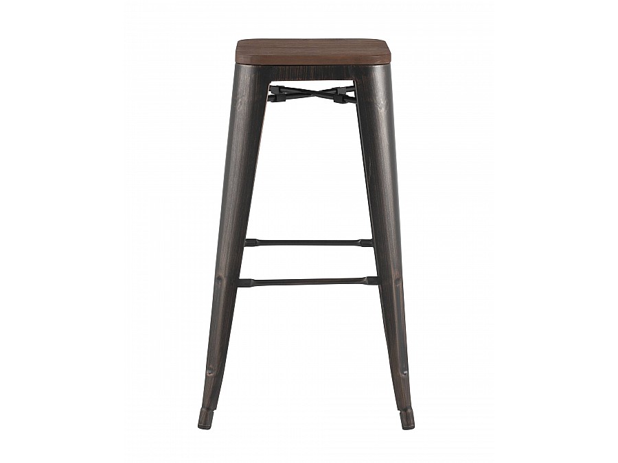 Стул барный TOLIX WOOD черный патина золото