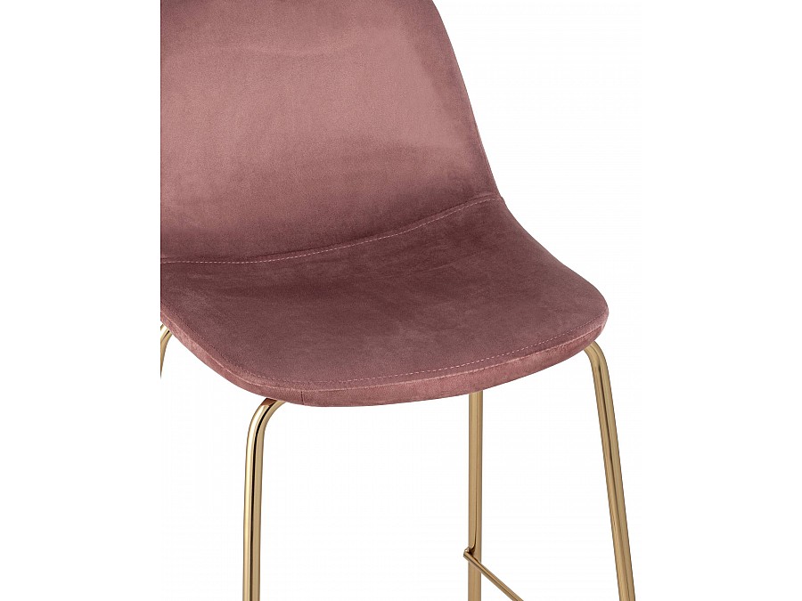 Стул барный Валенсия велюр пыльно-розовый золотые ножки