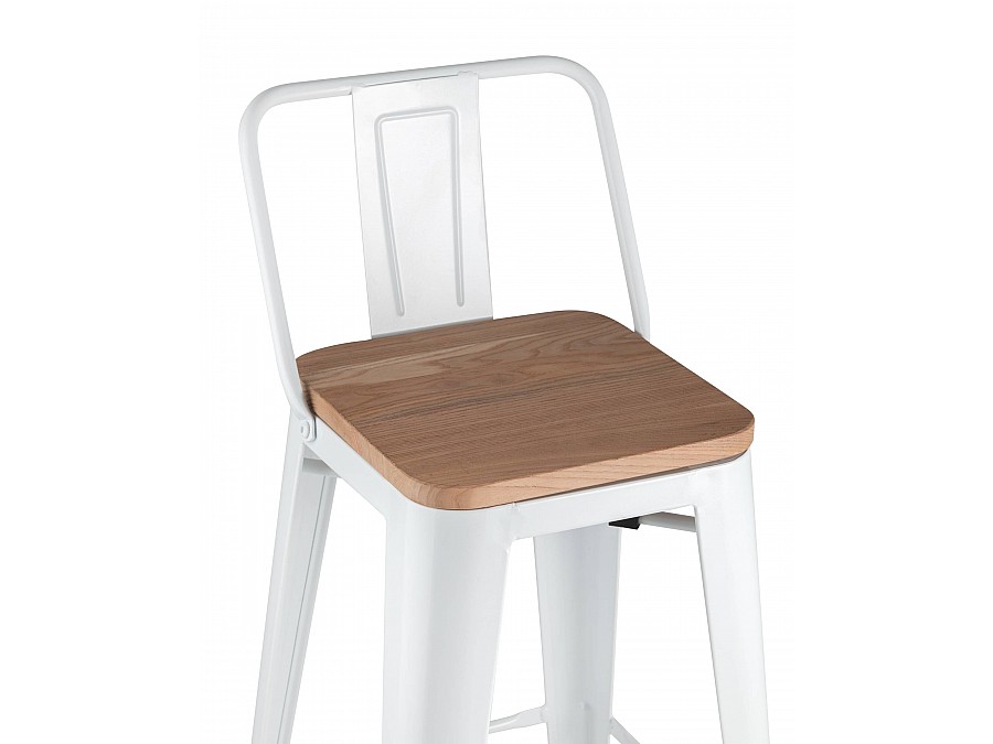 Стул барный TOLIX WOOD со спинкой белый глянцевый