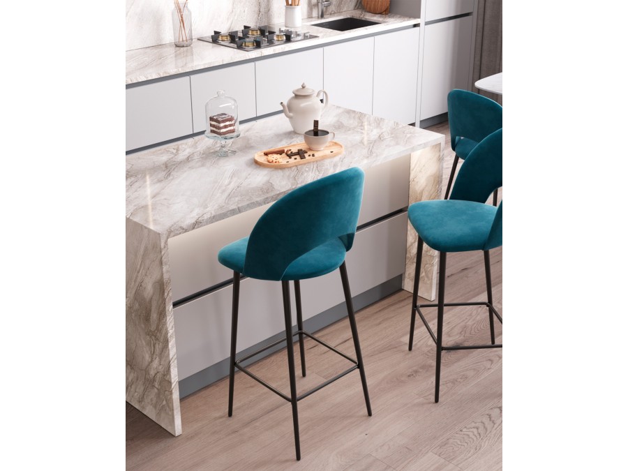 Стул барный Меган SN велюр пыльно-синий