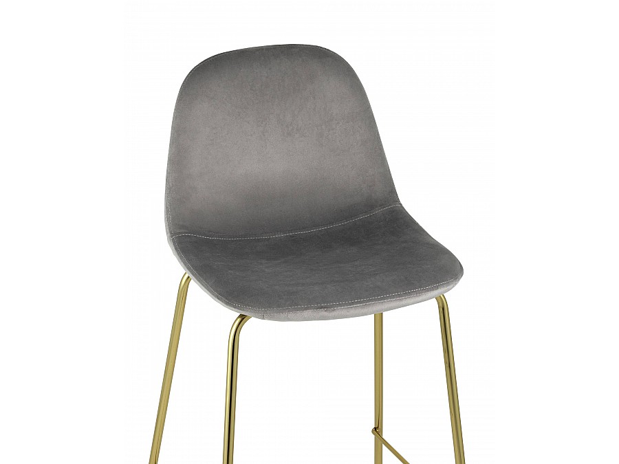 Стул барный Валенсия велюр серый золотые ножки