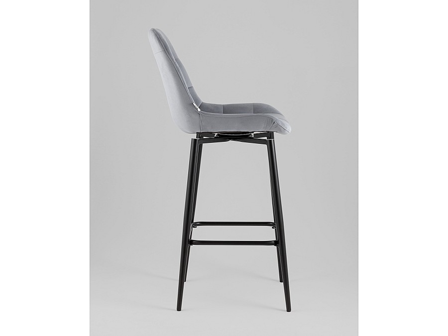 Стул барный Флекс с поворотным механизмом велюр велютто серый