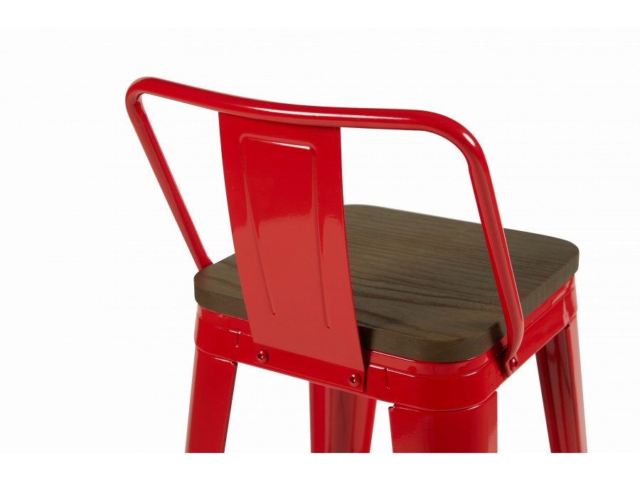 Стул барный TOLIX со спинкой красный глянцевый + темное дерево KD 4 шт.