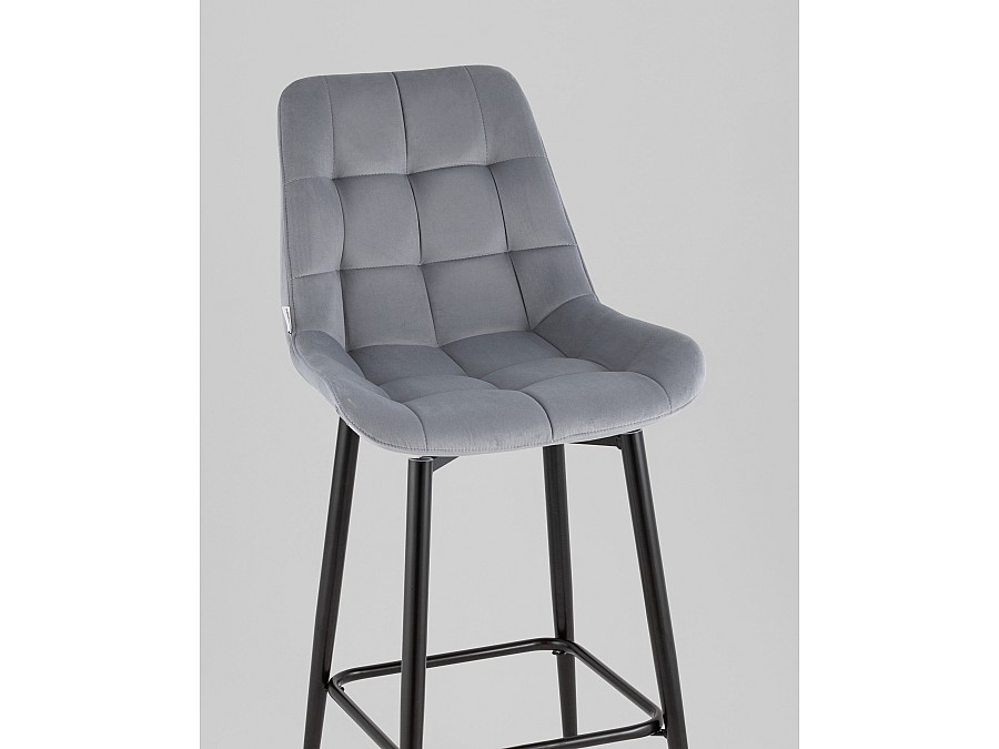 Стул барный Флекс с поворотным механизмом велюр велютто серый