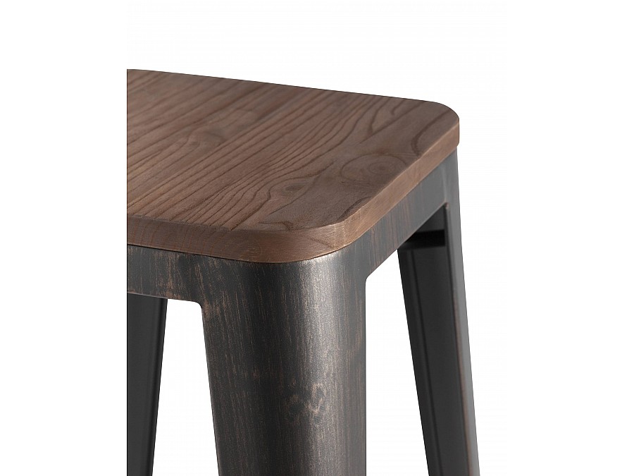 Стул барный TOLIX WOOD черный патина золото