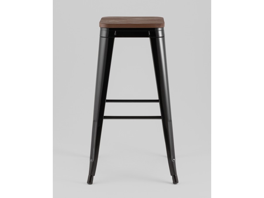 Стул барный TOLIX черный глянцевый + темное дерево KD