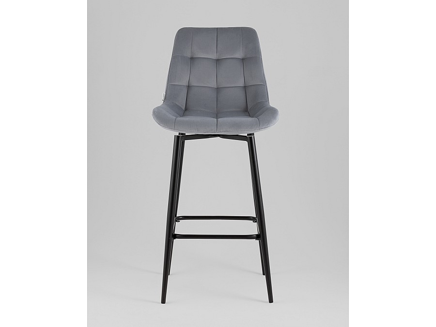 Стул барный Флекс с поворотным механизмом велюр велютто серый