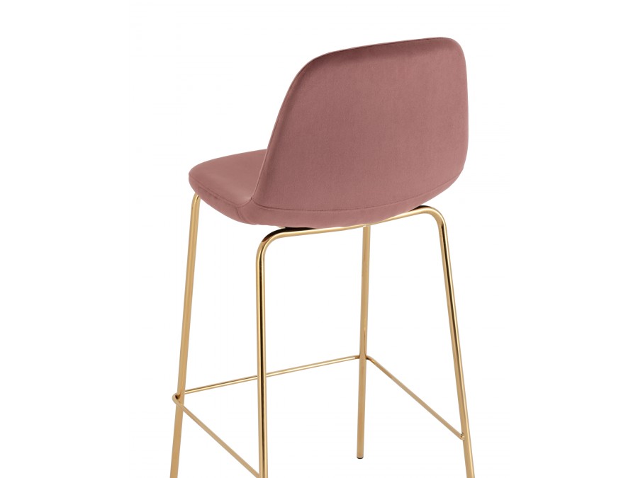 Стул барный Валенсия SN велюр пыльно-розовый золотые ножки