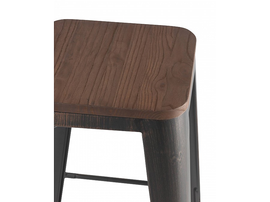 Стул барный TOLIX WOOD черный патина золото