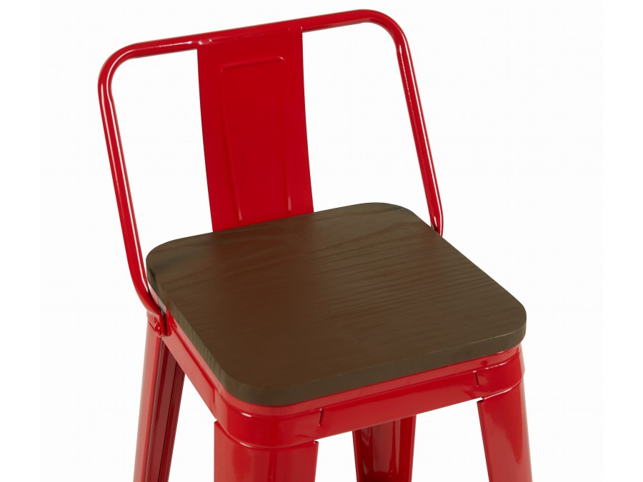 Стул барный TOLIX со спинкой красный глянцевый + темное дерево KD 4 шт.