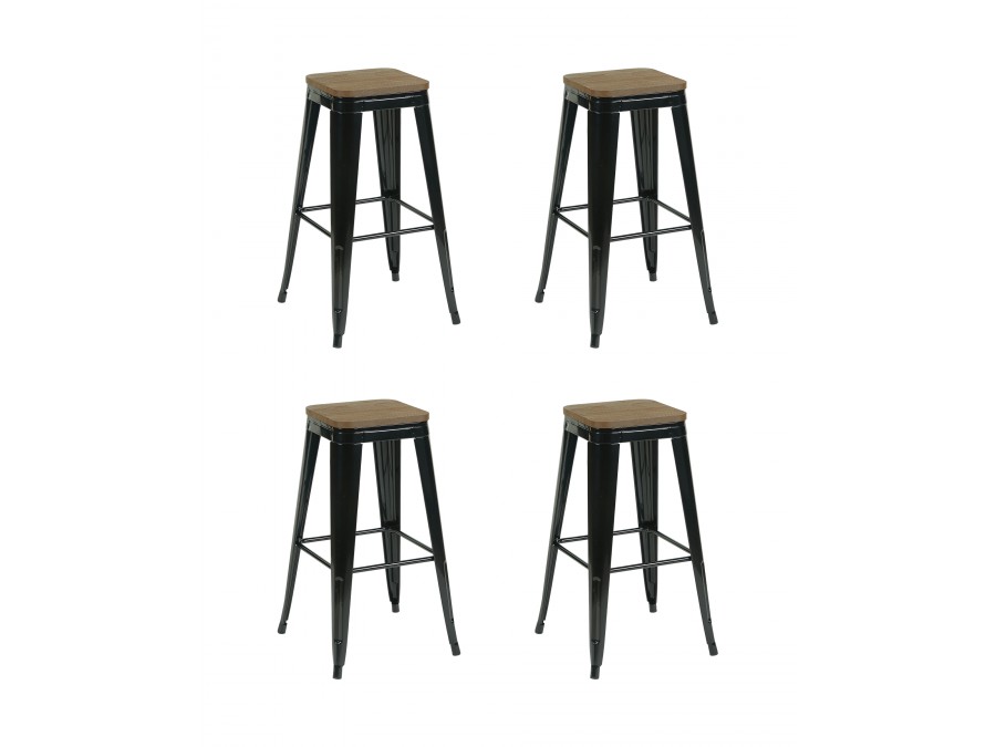 Стул барный TOLIX черный глянцевый + темное дерево KD 4 шт.