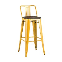 Стул барный TOLIX WOOD со спинкой желтый
