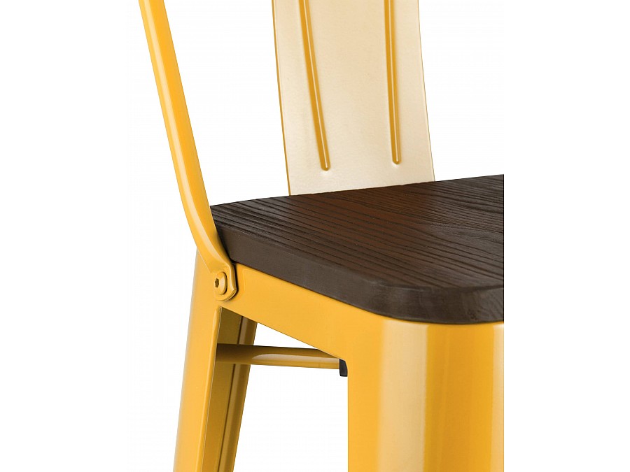 Стул барный TOLIX WOOD со спинкой желтый
