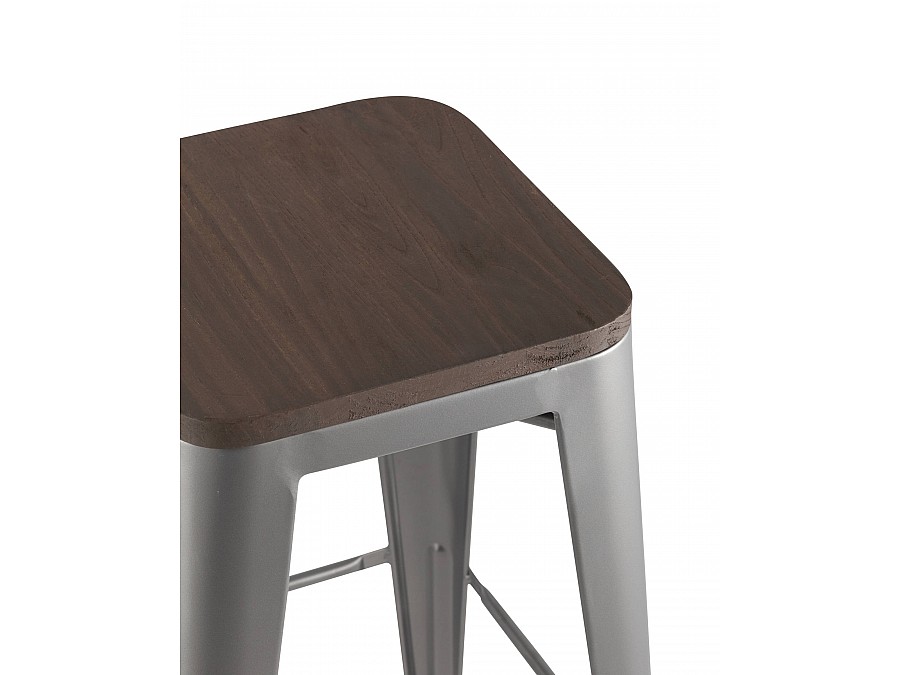 Стул барный TOLIX WOOD серебристый матовый