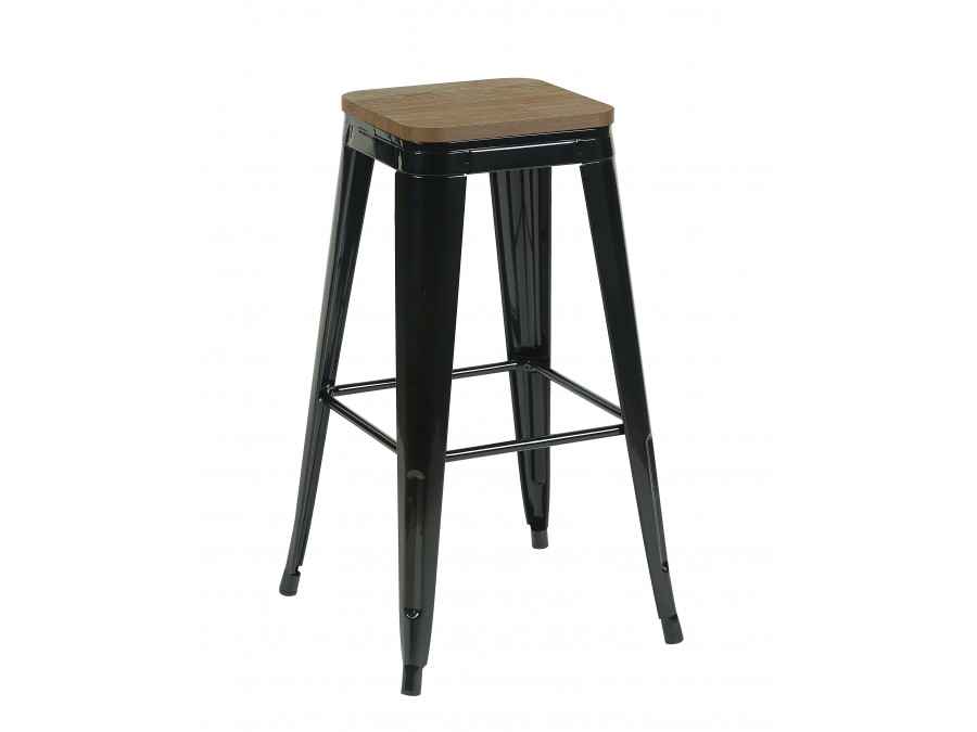 Стул барный TOLIX черный глянцевый + темное дерево KD 4 шт.