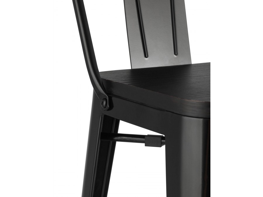 Стул барный TOLIX WOOD со спинкой черный глянцевый