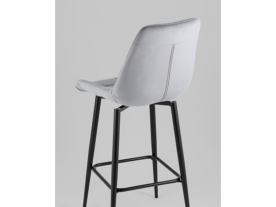 Стул барный Флекс с поворотным механизмом велюр велютто серый